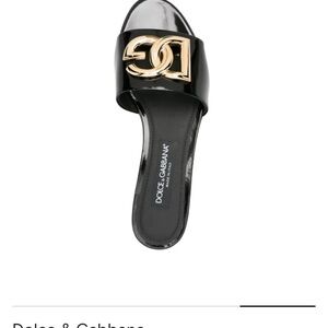 Dolce & Gabbana Women's Sandals in Black with Gold Logo